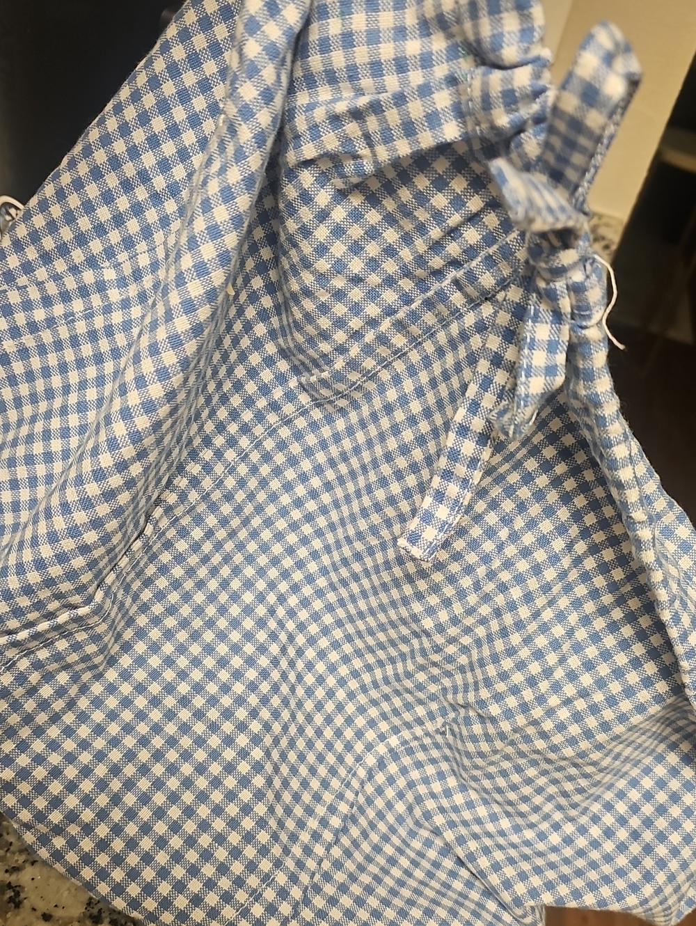 Pottery Barn Kids Blue and White Gingham Basket Liners With Tie, SET OF 2